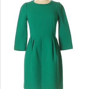 J. Crew three-quarters sleeve green wool dress